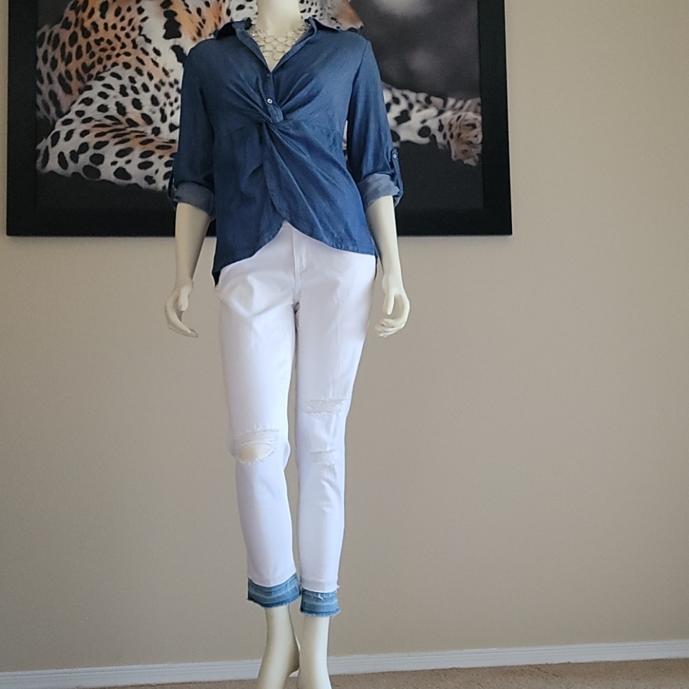 Demin Shirt and White Demin Pants
